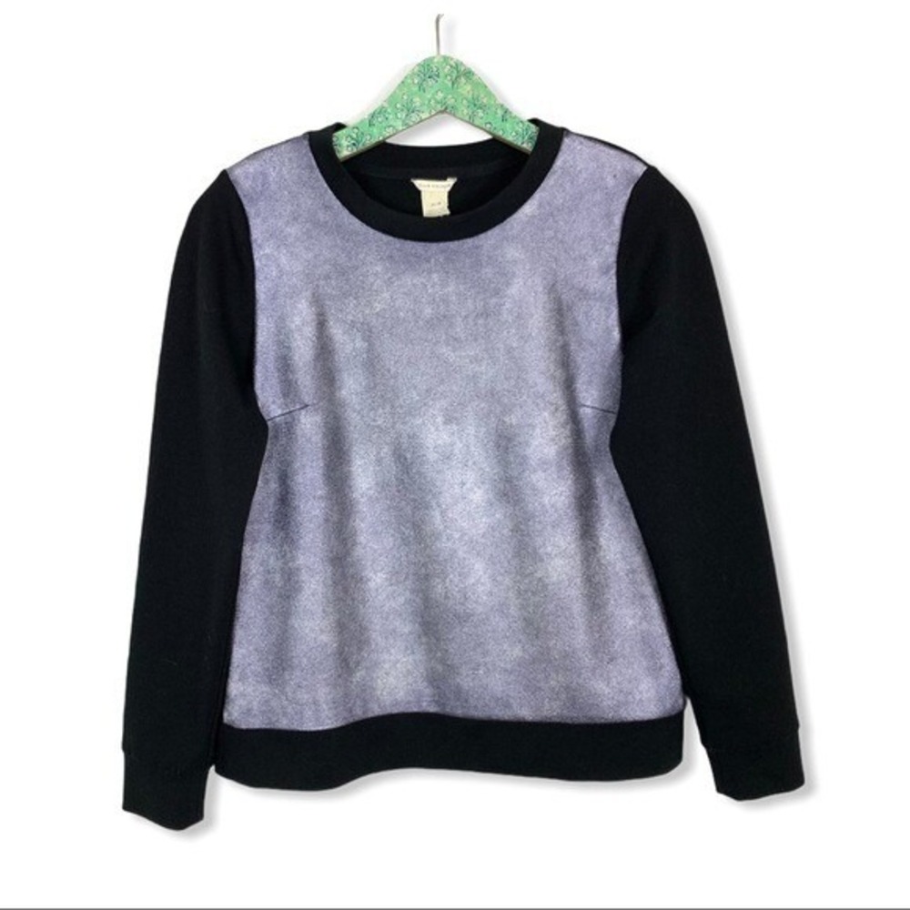 Club Monaco Colorblock Crewneck Sweatshirt Medium Gray Black Minimalist Casual